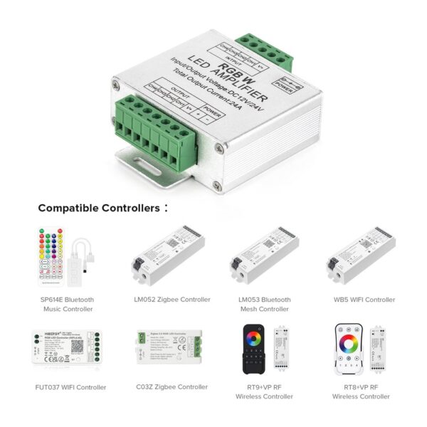 Amplificador de Sinal Fita LED RGBW 12/24V DC 24A 350W